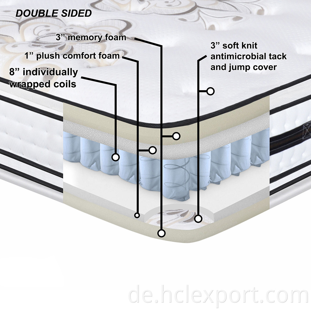 Die beste Fabrik -Aussie, die gut schläft, rollte eine Boxmatratzen Double King Gel Memory Foam Spring Matratze